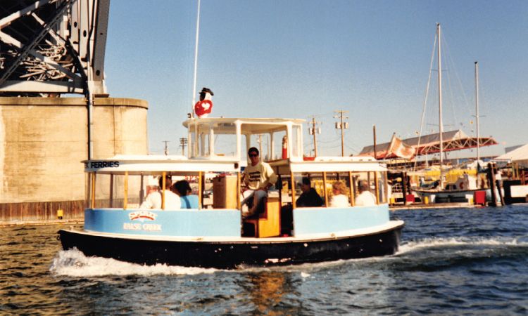 spirit of false creek passing under the granville bridge in the 1980s